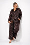 Plus Size Floral Patterned Buttoned Jacket Look Loose Pants Women's Two Piece Set - 6