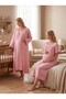 New Season Powder Muslin Fabric Buttoned Breastfeeding Compatible Design Short Sleeve 100% Cotton Maternity Pajamas Nightgown Set - 2