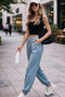 Women's Modal Draped Soft Textured Sweatpants with Elastic Cuffs - 2
