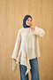 Women's Volan Detailed Lace-Up Tunic Cream - 3