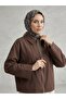 Poncho with Zippered Pocket - Brown - 3
