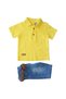 Boys' Yellow Lacoste T-Shirt and Denim Shorts 2-Piece Set