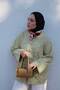 Women's Chinese Button Stitching Detail Tunic Water Green - 3