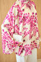 Women's Leaf Patterned Blouse Fuchsia - 6