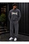 Men's Fearless Slogan Printed Crew Neck Regular Fit Men's Tracksuit Set / Straight Leg Bottom