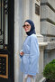 Women's Stitching Detailed Basic Sweatshirt Blue - 4