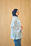Women's Double Color Patterned Blouse Blue - 2
