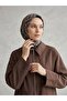 Poncho with Zippered Pocket - Brown - 2