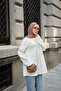 Women's Stitching Detailed Basic Sweatshirt Ecru - 2