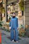 Women's Small Stone Detailed Floral Embroidery Set Indigo Blue