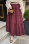 Women's Front Gathered Detail Elastic Waist Skirt Plum - 4