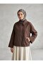 Poncho with Zippered Pocket - Brown