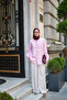 Women's Chinese Button Stitching Detail Tunic Pink - 3