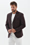 Rocco Men's Burgundy Mono Collar Plaid Slim Fit Polyviscon Fabric Sports Blazer Jacket - 7