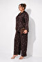 Plus Size Floral Patterned Buttoned Jacket Look Loose Pants Women's Two Piece Set