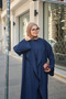 Women's Belted Long Draped Three-Piece Suit Navy Blue - 3