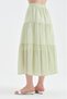 Women's buckle detailed lined belt elastic design long skirt - 3