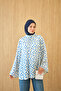 Women's Double Color Patterned Blouse Blue - 3
