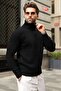 Black Double Zipper Slim Fit Striped Men's Knitwear Cardigan E7522 - 3