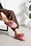 Women's Rose Brown Pompom Detailed Winter, Comfortable Home Slippers - 3