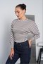 Women's Burgundy Oysho Fabric Striped Bat Sleeve Ribbed Blouse Pc7001 - 7