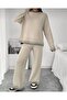 Stripe Detailed Women's Knitwear Set Crew Neck Sweater and Pants - 4