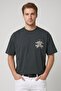 Men Crew Neck Short Sleeve Graphic Print T-Shirt, Dark Green