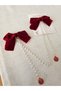 Set of 2 Pearl-Embellished Burgundy Velvet Bow Lined Hair Clips with Ribbon 8cm - Ribbon Clip Hair Clip - 6