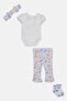 Toddlers Girl 4 Pcs Bodysuit And Pants With Headband,Socks Set, Multicolor - 3