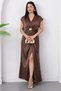 V-Neck Dress with Waist Buckle and Slit K-252618 - 5