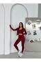 Women's Burgundy Finger-Looped 3-Piece Sports Set Elt0772