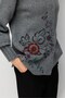 Women's Stand Collar Patterned Short Wool Coat Smoked - 3