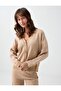 Beige Straight Cut V-Neck Knitwear Cardigan