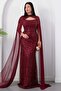 Strapless Neckline Beaded Shawl Detail Dress Etk503 - 5