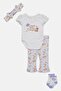 Toddlers Girl 4 Pcs Bodysuit And Pants With Headband,Socks Set, Multicolor - 4