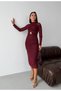 Women's Burgundy Glittery Midi Dress with Accessory Detail Elt7276