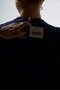 200 Broch Detailled Half Fishing Hole Pattern Mercerized Tunic Navy Blue - 4