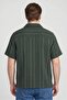 Men Regular Fit Stripe Short Sleeve Casual Shirt, Green - 4