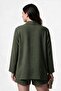 50138 Khaki Embroidered Detail Zippered Aerobine Jacket - 3
