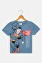 Kids Boy Crew Neck Short Sleeve Superman Print T-Shirt, Slate Blue - 2