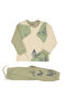 Girl's Ecru Green Butterfly Printed 2-Piece Pajama Set