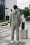 Men's Gray 3 Thread Hooded Tracksuit with Fleece Inside and Side Pockets - 4