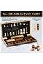 2 in 1 Magnetic Wooden Chess and Checkers Board Game Set, 15" Folding Chess Boards with 2 - 4