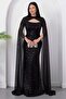 Strapless Neckline Beaded Shawl Detail Dress Etk503