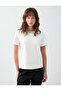 Off-White Stone Detailed Round Neck Short Sleeve Blouse - 3