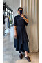 Navy Blue Modal Asymmetrical Skirt Suit - 261024
