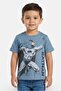 Toddlers Boy Crew Neck Short Sleeve Batman Print T-Shirt, Slate Blue