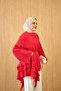 Women's Volan Detailed Lace-Up Tunic Red - 2