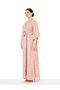 Pink A-Line Maxi Jalabiya with Gold Floral Print