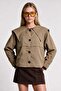 Wide Collar Short Trench Coat Laz0018 Olive Green - 2